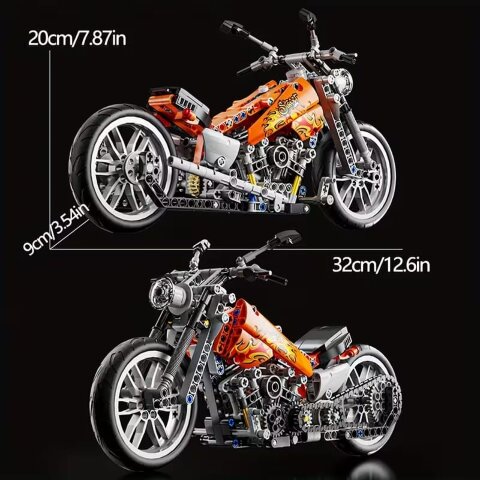 Конструктор блоковый МОТОЦИКЛ, масштаб 1:8 (модель T3009)